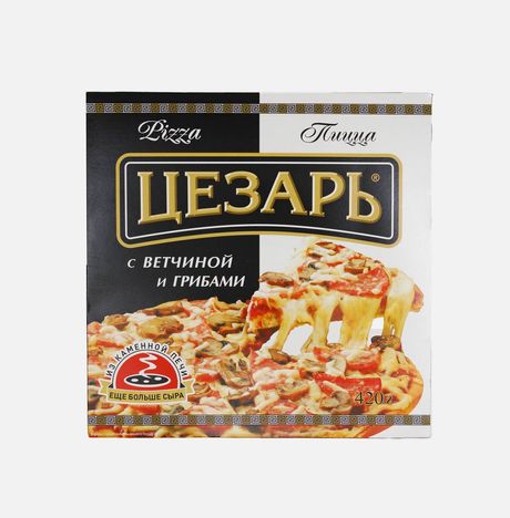 Пицца Цезарь с ветчиной и грибами к/к 420г