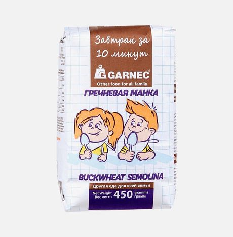 Манка гречневая Гарнец бум/пак 450г