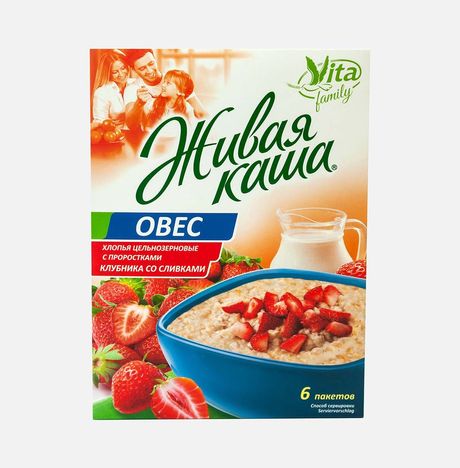 Хлопья Вита Живая каша Овес Клубника со сливками к/к 6*35г