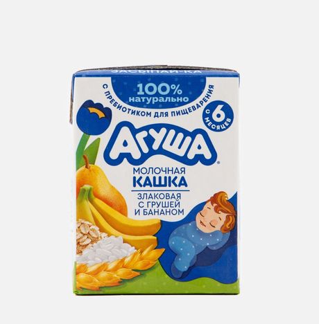 Каша Агуша Засыпай-ка Молочная Злаковая груша/бан с 6мес 2.7% 200г