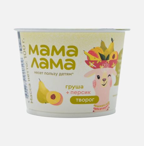 Творог Мама Лама с персиком и грушей 3.8% пл/ст 100г