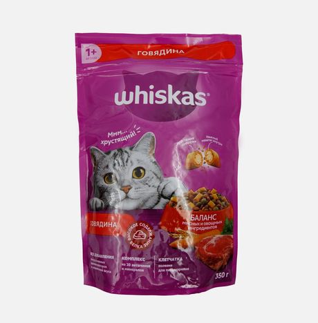 Корм Вискас Вкусн подушеч с паштет Говядина от 1года пл/уп 350г