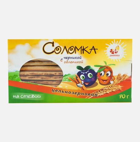 Соломка Дивинка с облепихой и черникой цельнозер на стевии к/к70г