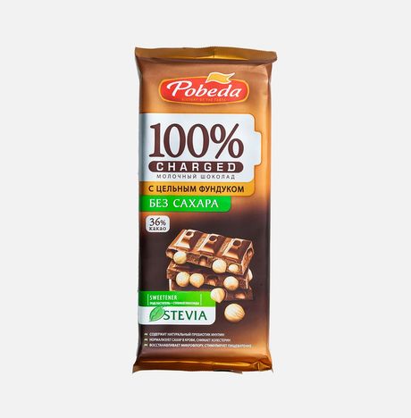 Шоколад Победа вкуса Чаржед молоч с цельным фундуком б/сах 90г