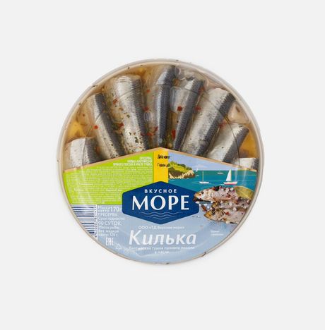 Килька Вкусное море балтийская пряного посола в масле пл/б 170г