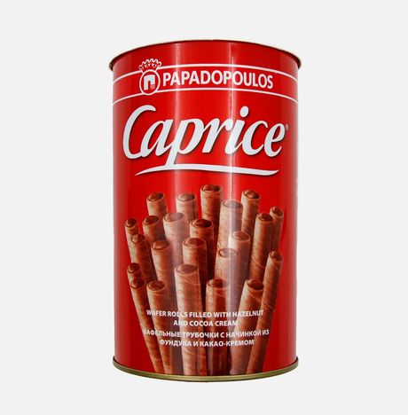 Трубочки вафельн Пападопулос Каприз с начинкой фундук/какао-крем 250г