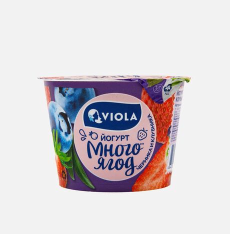 Йогурт Виола Вери Берри с черникой и клубникой 2.6% пл/ст 180г