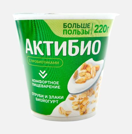 Биойогурт АктиБио Отруби и Злаки обогащенный 2.9% пл/ст 220г