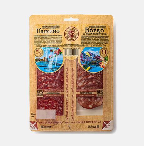 Колбаса Мясная история Палермо/ Бордо с/к нарезка м/а 100г