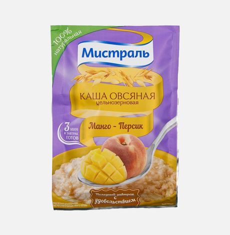 Каша Мистраль овсяная Манго-Персик цельнозерновая 40г