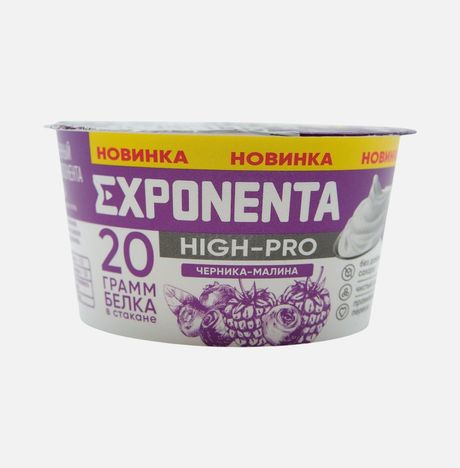 Продукт к/м Экспонента Хай-Про Черника-малина обезжир б/сах 160г