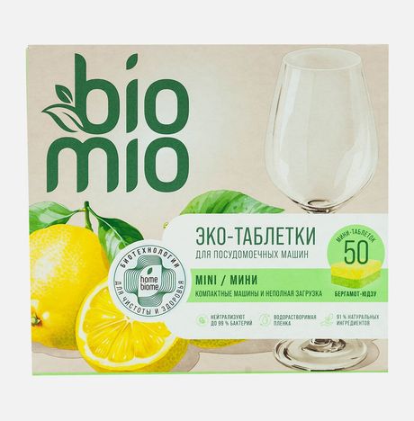 Таблетки БиоМио БиоТабс д/посуд маш с эфир масл бергам/юдзу 50шт 500г
