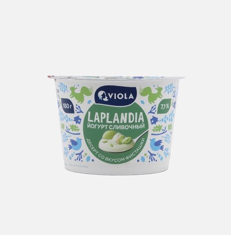 Йогурт Виола Лапландия сливочный Десерт со вкусом фисташки 7.1% 180г