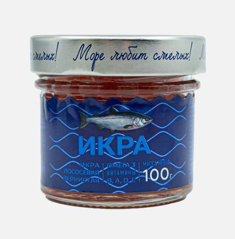 Икра Путина лососевая зернистая Кета соленая ст/б 100г