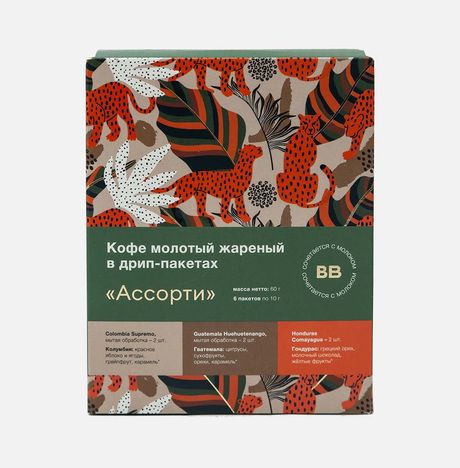 Кофе Вкусвилл Ассорти молотый в дрип-пакетах 60г