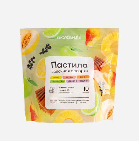 Пастила Вкусвилл Ассорти яблочная 200г