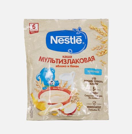 Каша Нестле Мультизлаковая Яблоко/банан молоч с 6мес 200г