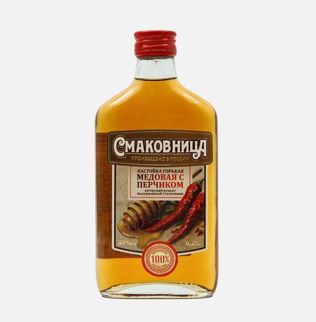 Настойка Смаковница Медовая с перчиком горькая 37% ст/б 0,25л