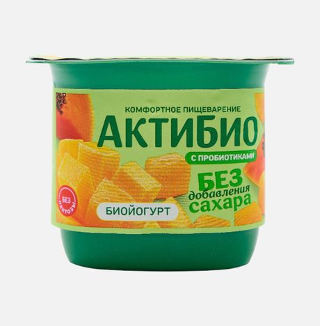 Биойогурт АктиБио Манго-Папайя без лактозы без сахара 3% 130г