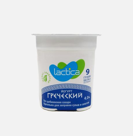Йогурт Лактика Греческий натуральный б/сахара 4% пл/ст 120г