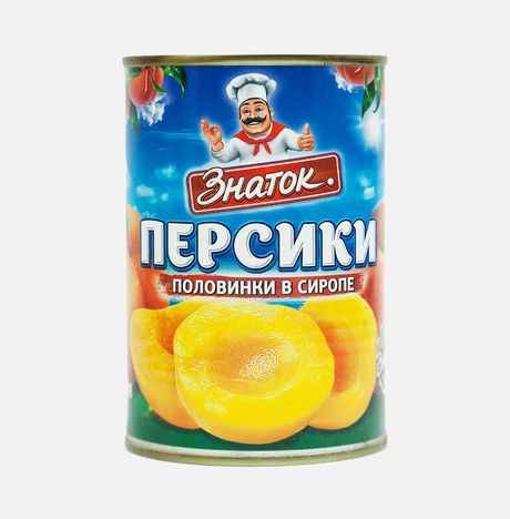 Персики Знаток половинки в сиропе ж/б 410г