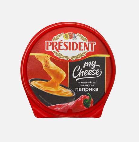 Сыр Президент Май Чиз плавл Паприка для закусок 53% пл/ст 125г