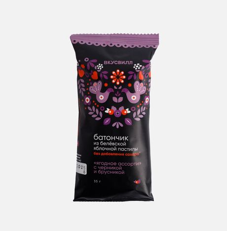 Батончик Вкусвилл Ягодное ассорти из белевской пастилы пл/уп 35г