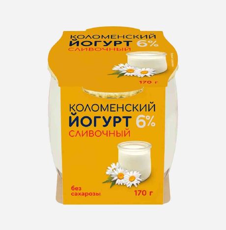 Йогурт Коломенский сливочный без сахарозы 6% ст/б 170г