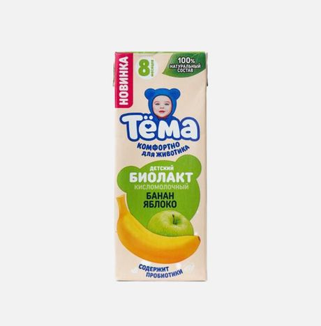 Продукт к/м Тёма Биолакт Банан-Яблоко с 8мес 3% т/п 210г