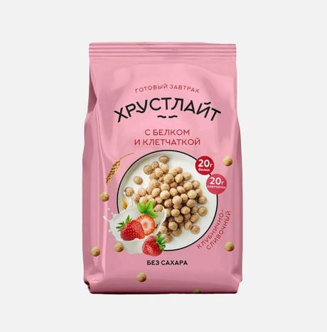 Завтрак Хрустлайт белок/клетчатка клубнично-сливочный б/сахара 150г