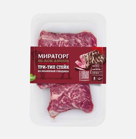 Стейк Мираторг Три-тип из мраморной говядины охл в/у 390г