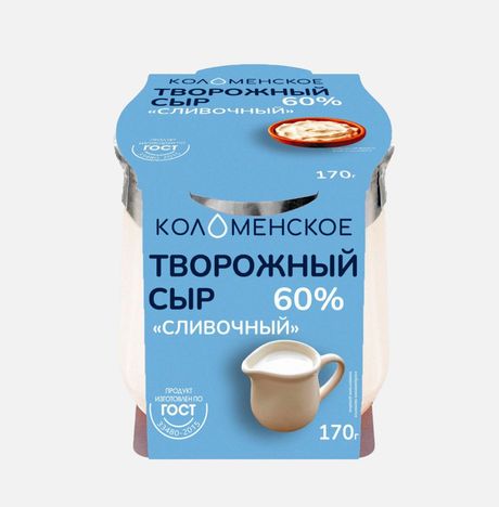 Сыр Коломенский творожный сливочный 60% ст/б 170г