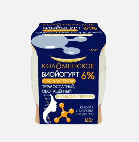 Биойогурт Коломенский с коллагеном термостатный 6% ст/б 160г