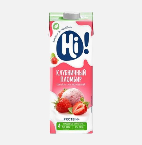 Коктейль Хай Протеин Клубничный пломбир растительный т/п 1л