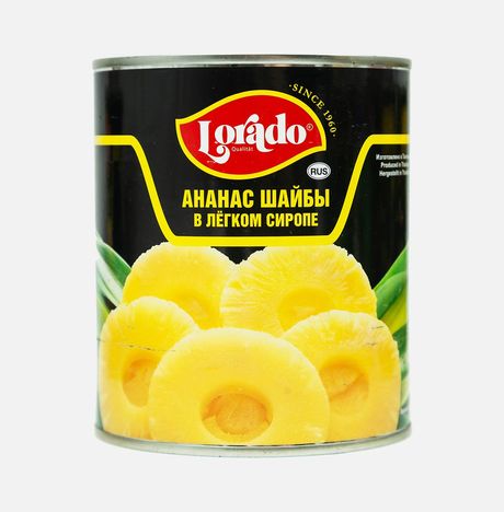 Ананасы Лорадо шайбы в лёгком сиропе ж/б 820г