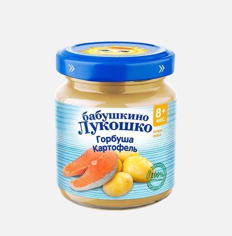 Пюре Бабушкино лукошко Картофель с горбушей с 8мес ст/б 100г