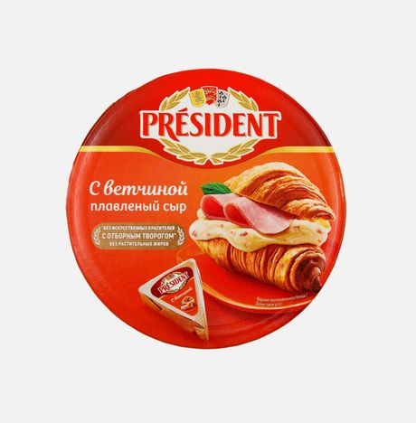 Сыр Президент плавленый с ветчиной 45% к/к 140г
