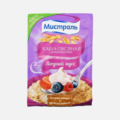 Каша Мистраль овсяная Ягодный мусс цельнозерновая пл/уп 40г