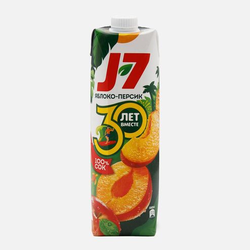Сок J-7 Персик-яблоко с мякотью т/п 0,97л