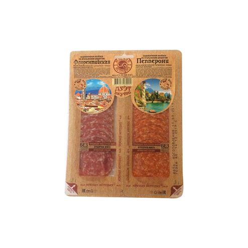 Колбаса Мясная история с/к нарезка Флорентийская/Пепперони 100г