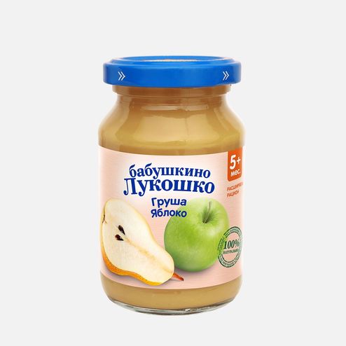 Пюре Бабушкино лукошко Яблоко/Груша с 5мес ст/б 190г