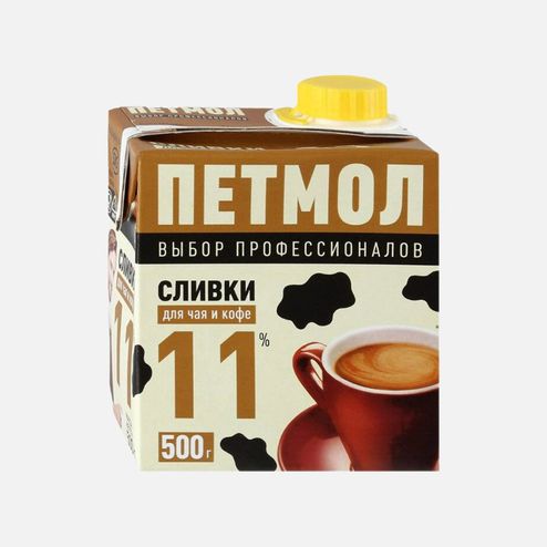 Сливки Петмол для чая и кофе 11% ультрапаст т/п 500г