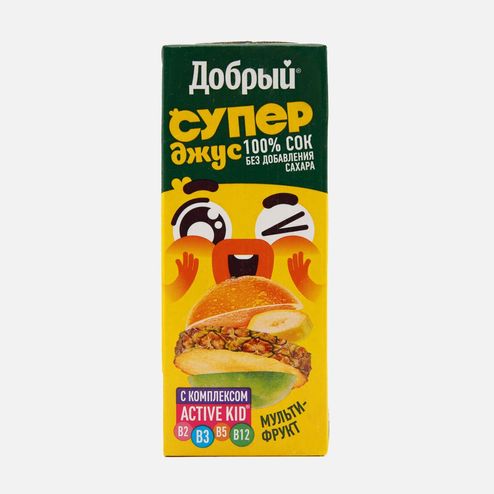 Сок Добрый Супер Джус Мультифрукт Актив кид т/п 0,2л