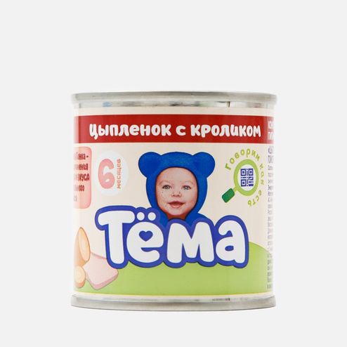 Пюре Тёма Цыпленок с кроликом с 6мес ж/б 90г