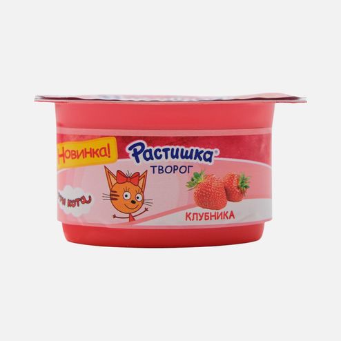 Творог Растишка Клубника обогащ 3.5% пл/ст 110г
