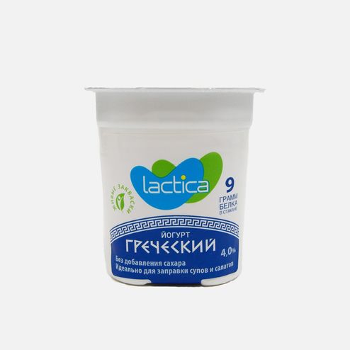 Йогурт Лактика Греческий натуральный б/сахара 4% пл/ст 120г