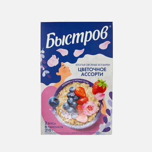 Хлопья Быстров овсяные Цветочное ассорти без варки 6*35г к/к 210г