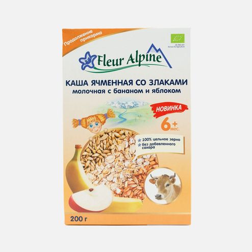 Каша Флер Альпин Ячменная банан/яблоко с 6мес к/к 200г