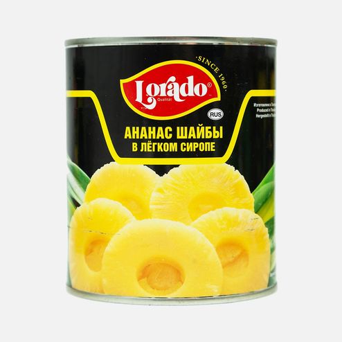 Ананасы Лорадо шайбы в лёгком сиропе ж/б 820г