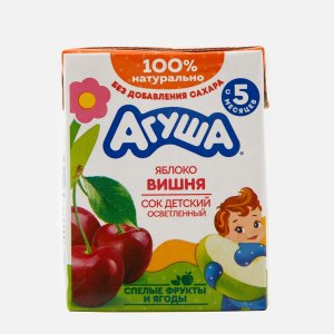 Сок Агуша Яблоко/Вишня осветленный восстановленный с 5мес т/п 200мл